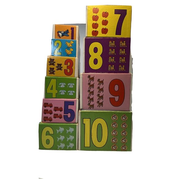 Mickey Mouse & Friends Stacking Cardboard Blocks 1-10 Firemen Alphabet Counting - Picture 3 of 7
